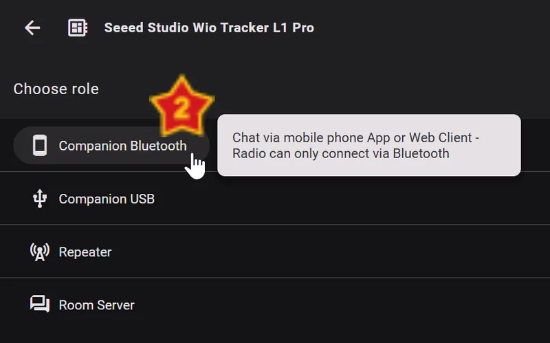 MeshCore Flasher firmware type selection