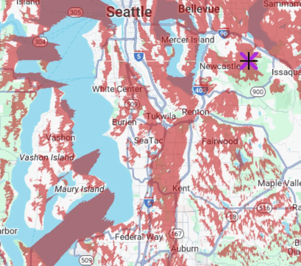 Coverage of Vashon from Cougar Mtn Repeater